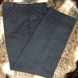 Custom Tailored Charcoal Gray Pinstripe Pleated Suspender Cuff Trouser